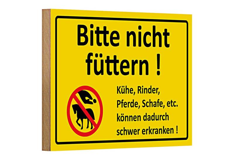 Roomando Holzbild Warnschild 18x12cm Bitte nicht füttern von Roomando
