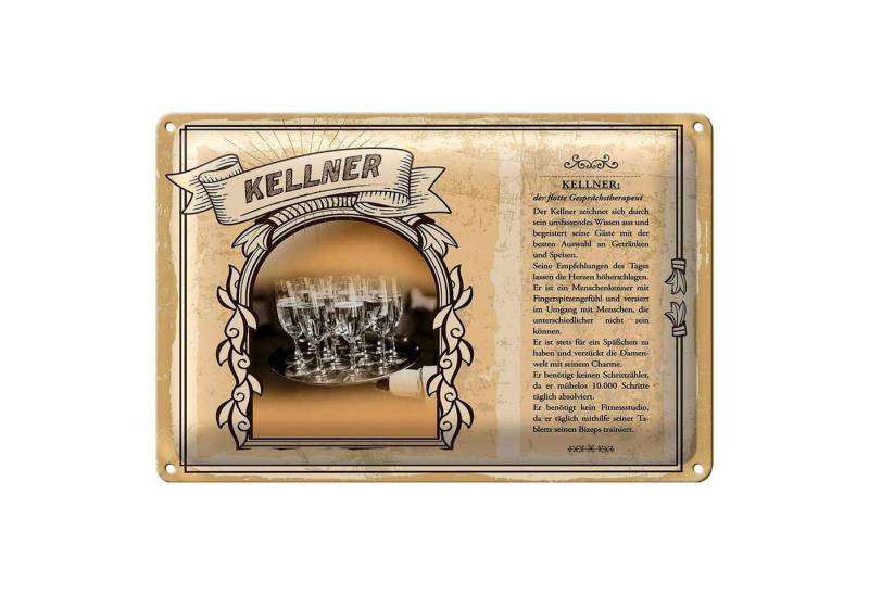 Roomando Metallschild Berufe 18x12cm Kellner Getränke Speisen Service von Roomando