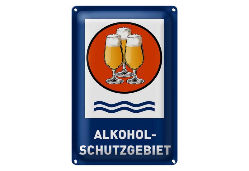 Roomando Metallschild Bier 12x18cm Alkoholschutzgebiet Biergläser von Roomando
