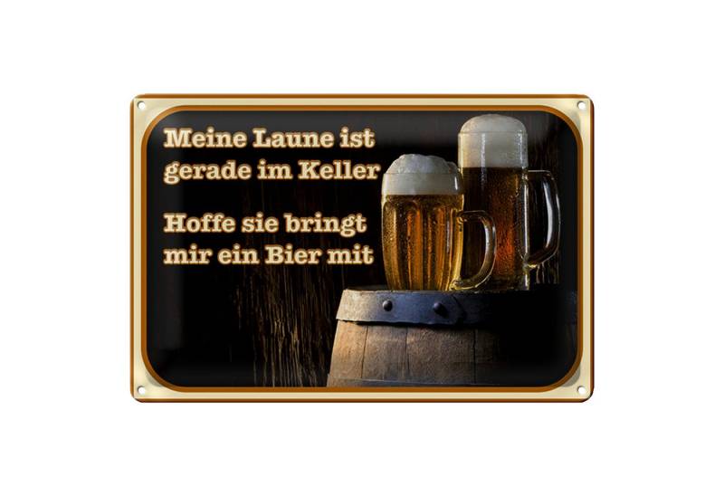 Roomando Metallschild Bier 18x12cm Laune gerade im Keller hoffe sie von Roomando