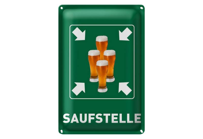 Roomando Metallschild Blechschild 20x30cm Saufstelle Biergläser Bier von Roomando