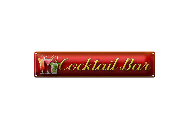 Roomando Metallschild Blechschild 46x10cm Cocktail Bar Kneipe Pub Küche rotes Schild von Roomando