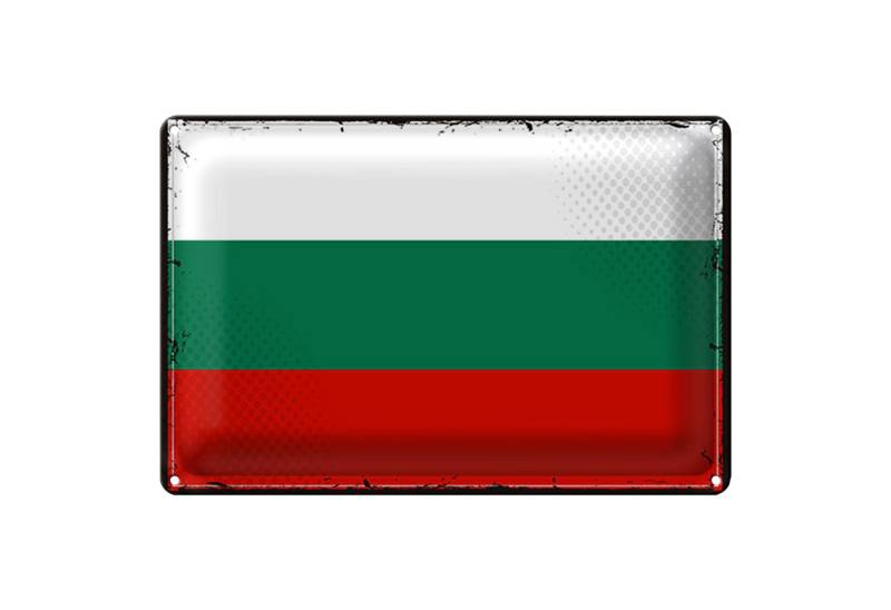 Roomando Metallschild Blechschild Flagge Bulgarien 30x20cm Retro Flag Bulgaria von Roomando