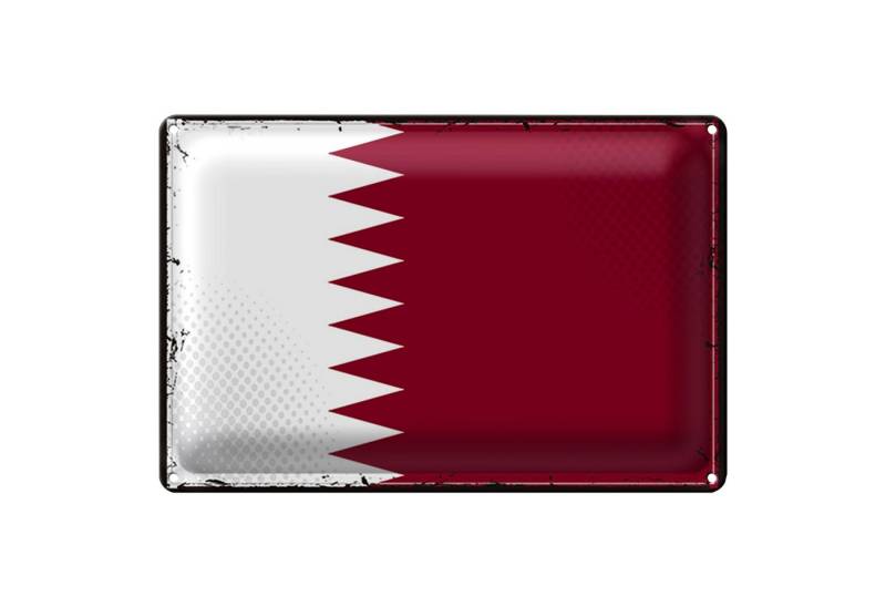 Roomando Metallschild Blechschild Flagge Katar 30x20cm Retro Flag of Qatar von Roomando