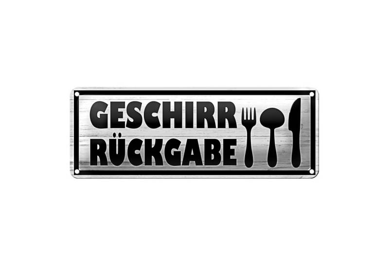 Roomando Metallschild Blechschild Hinweis 27x10 cm Geschirr Rückgabe Dekoration von Roomando