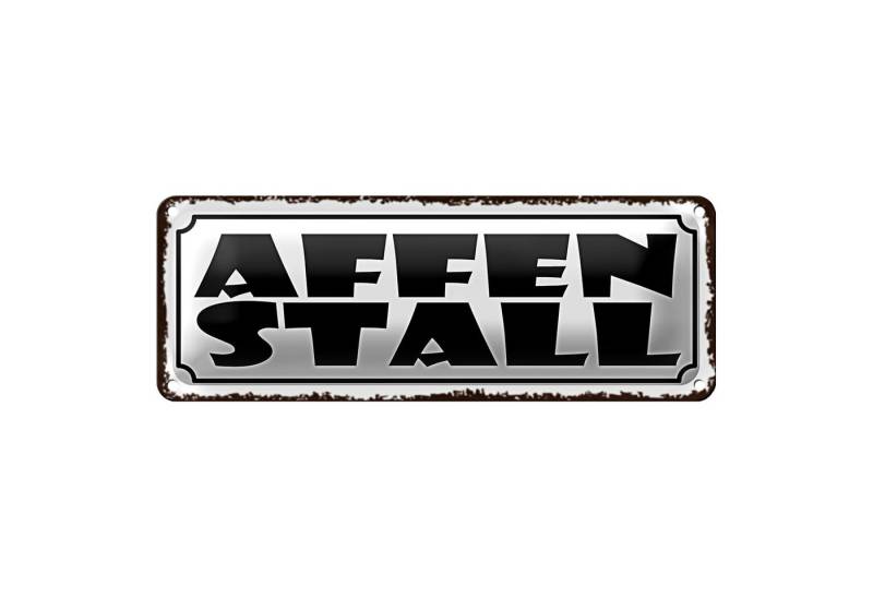 Roomando Metallschild Blechschild Hinweis 27x10cm Affenstall weißes Schild von Roomando