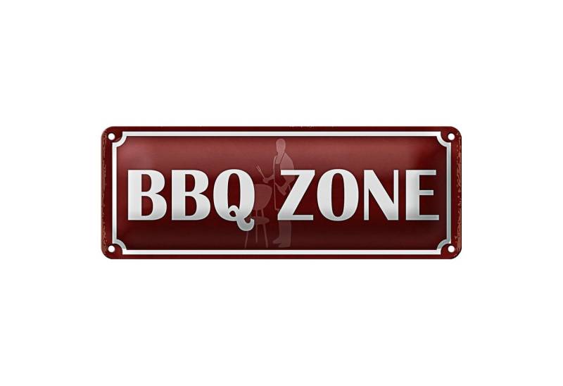 Roomando Metallschild Blechschild Hinweis 27x10cm BBQ Zone Grill Fleisch Dekoration von Roomando