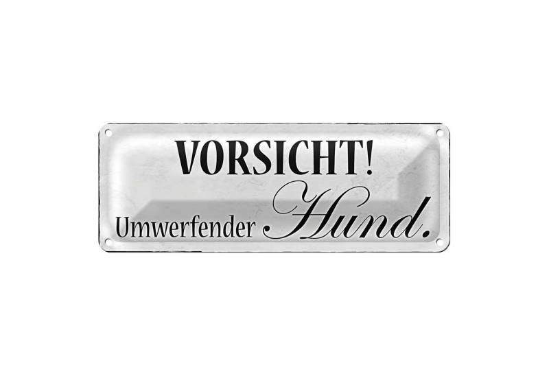 Roomando Metallschild Blechschild Hinweis 27x10cm Vorsicht umwerfender Hund Dekoration von Roomando