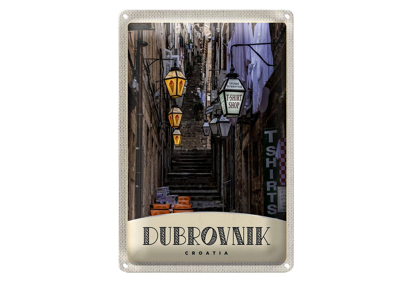 Roomando Metallschild Blechschild Reise 20x30cm Dubrovnik Kroatien Treppen Dekoration Roomando Metallschild Blechschild Reise 20x30cm Dubrovnik Kroatien Treppen Dekoration von Roomando