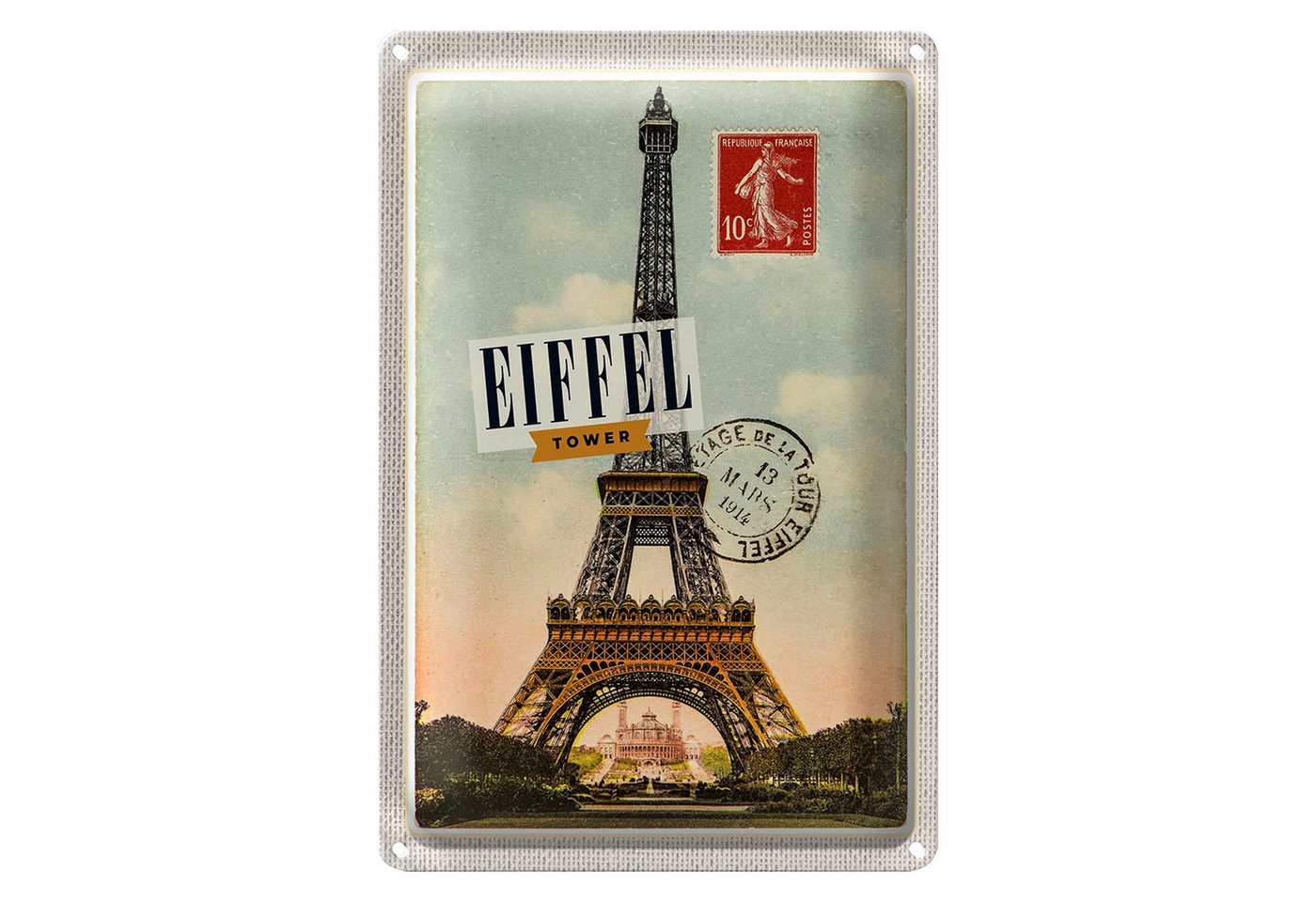 Roomando Metallschild Blechschild Reise 20x30cm Eiffel Tower 3 Mars 1914 10c Poster Roomando Metallschild Blechschild Reise 20x30cm Eiffel Tower 3 Mars 1914 10c Poster von Roomando