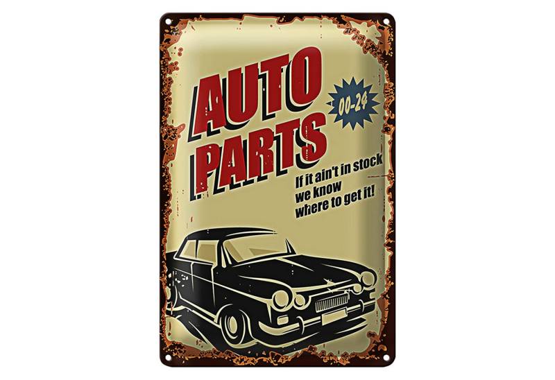 Roomando Metallschild Retro 12x18cm Auto Parts 00-24 Service von Roomando