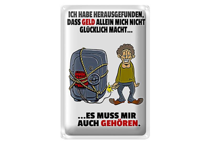 Roomando Metallschild Spruch 12x18cm Geld allein macht nicht glücklich von Roomando
