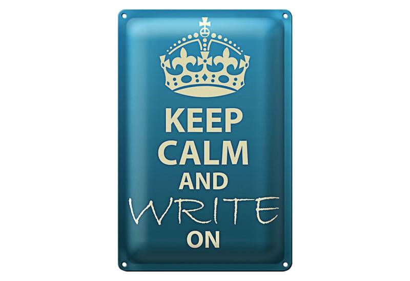 Roomando Metallschild Spruch 12x18cm Keep Calm and write on von Roomando
