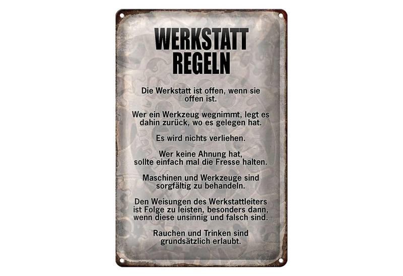 Roomando Metallschild Spruch 12x18cm Werkstatt Regeln Werkzeug von Roomando