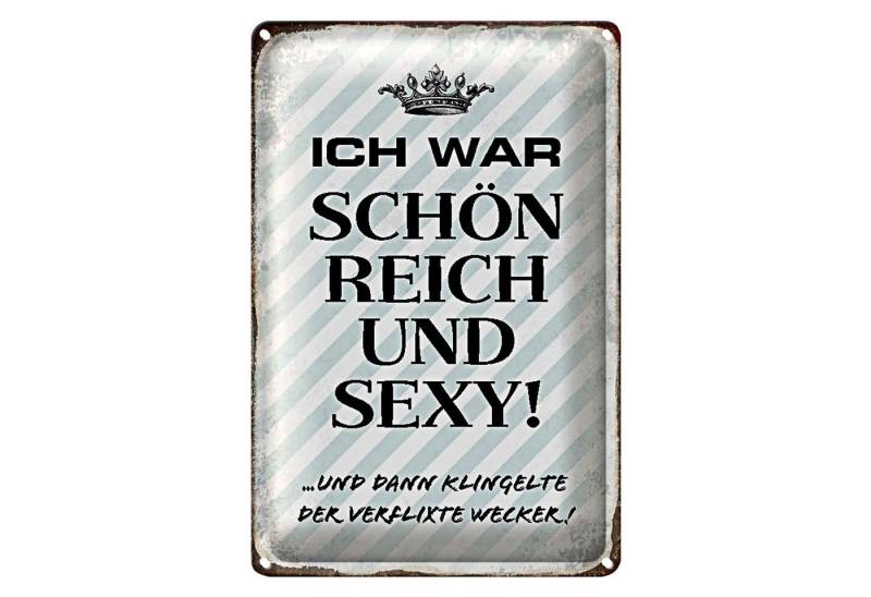 Roomando Metallschild Spruch 12x18cm ich war schön reich dann Wecker von Roomando
