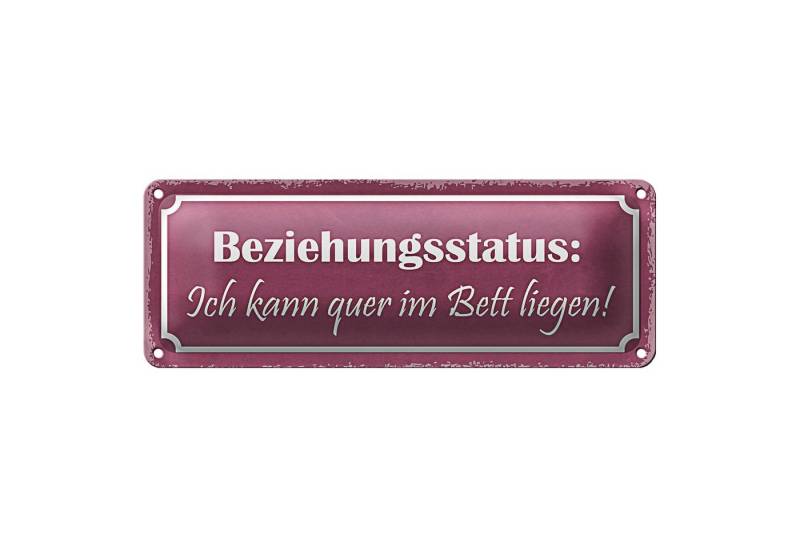 Roomando Metallschild Blechschild Spruch 27x10cm Beziehungsstatus quer im Bett Dekoration von Roomando