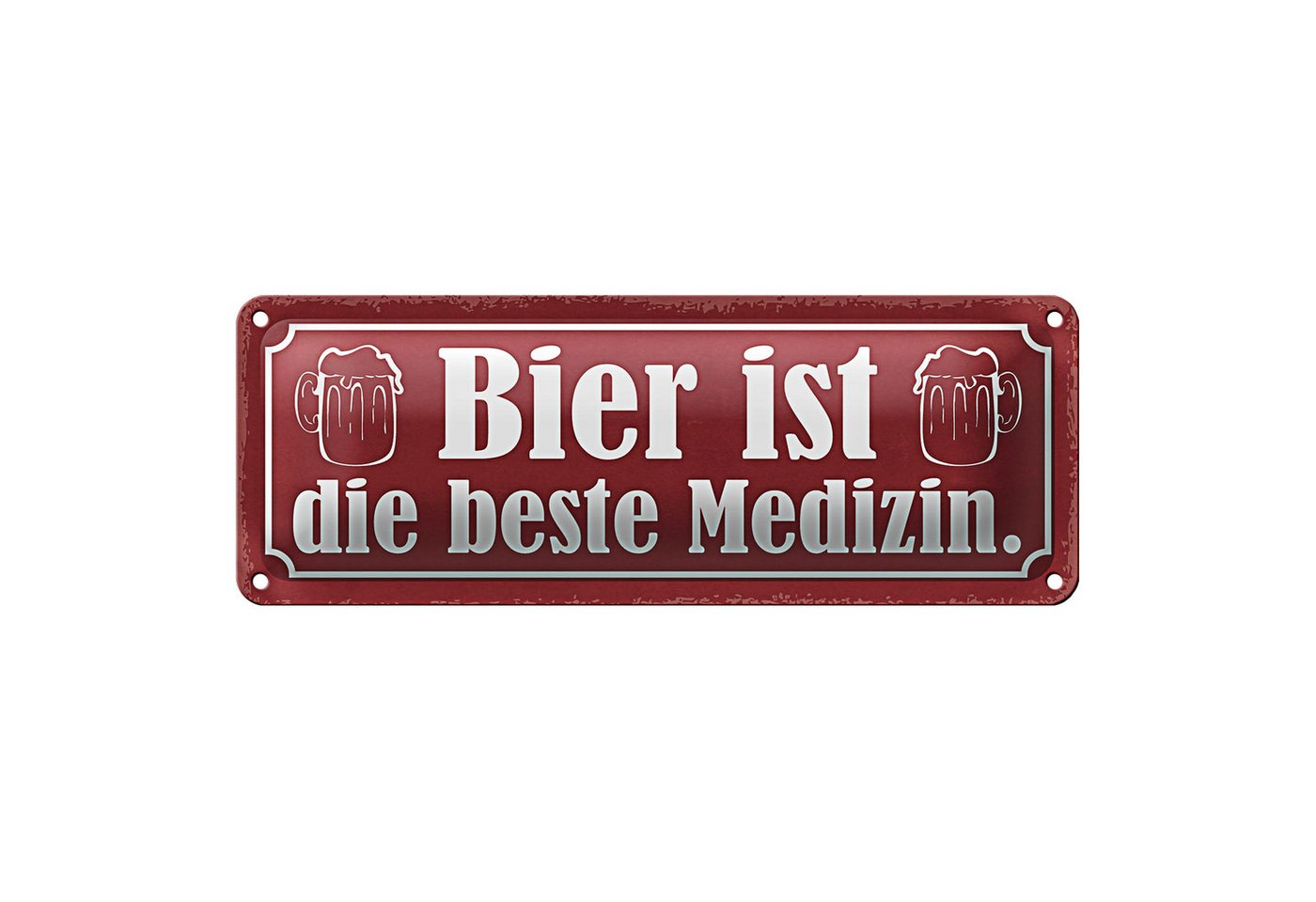 Roomando Metallschild Blechschild Spruch 27x10cm Bier ist die beste Medizin rosa Schild von Roomando
