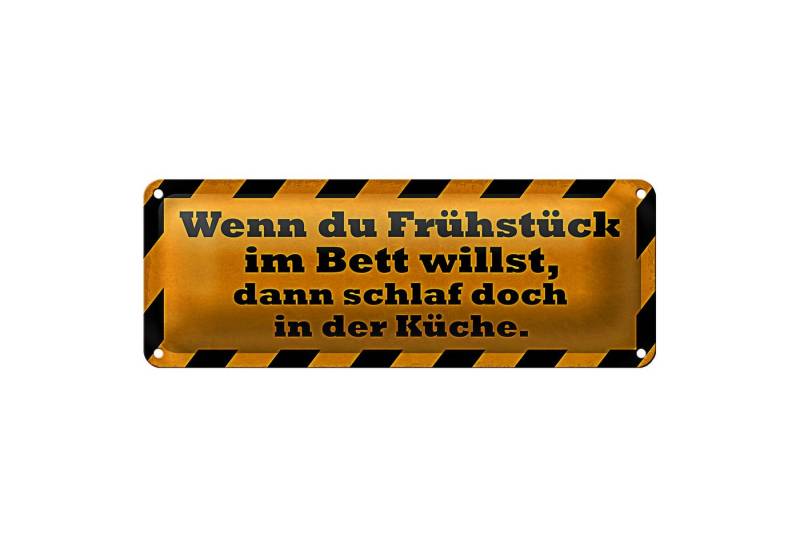 Roomando Metallschild Blechschild Spruch 27x10cm Frühstück im Bett schlaf Küche Dekoration von Roomando