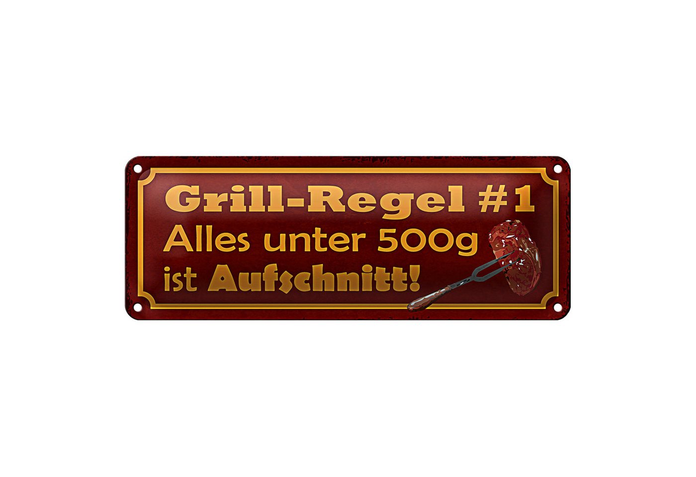 Roomando Metallschild Blechschild Spruch 27x10cm Grill Regel alles unter 500g ist Dekoration Roomando Metallschild Blechschild Spruch 27x10cm Grill Regel alles unter 500g ist Dekoration von Roomando