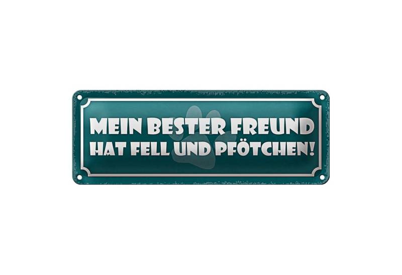 Roomando Metallschild Blechschild Spruch 27x10cm Hund bester Freund Fell Pfötchen Dekoration von Roomando