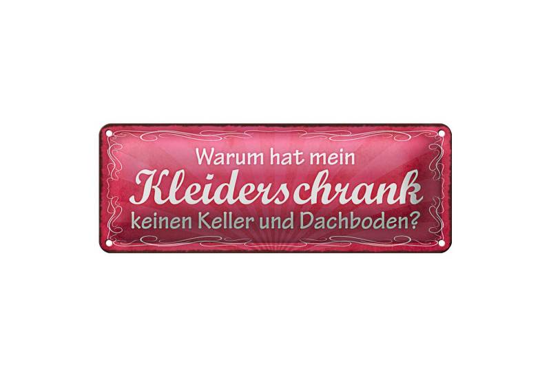 Roomando Metallschild Blechschild Spruch 27x10cm Kleiderschrank Keller Dachboden Dekoration von Roomando