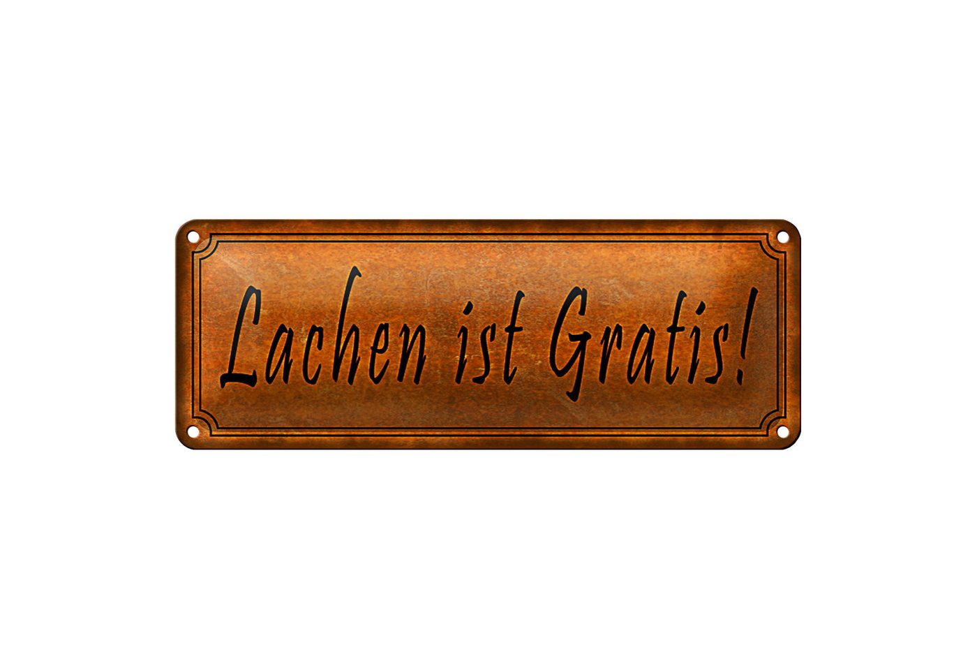 Roomando Metallschild Blechschild Spruch 27x10cm Lachen ist Gratis gelbes Schild von Roomando
