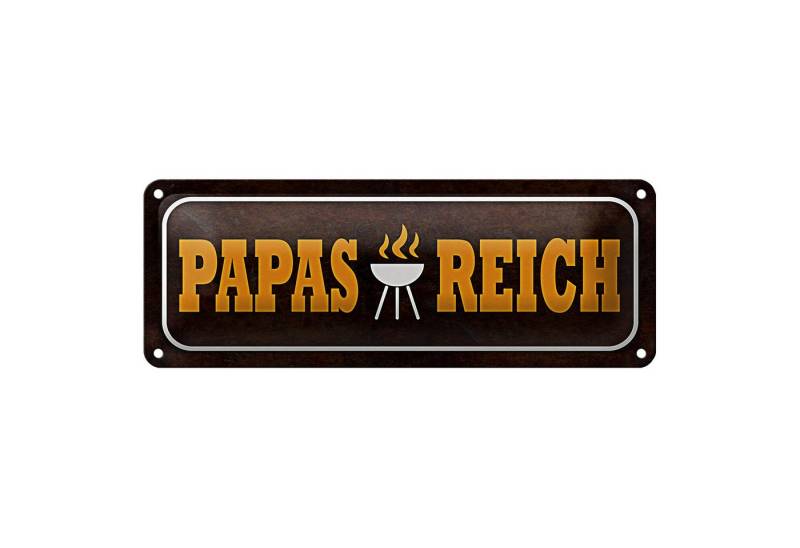 Roomando Metallschild Blechschild Spruch 27x10cm Papas Reich Grill Dekoration von Roomando