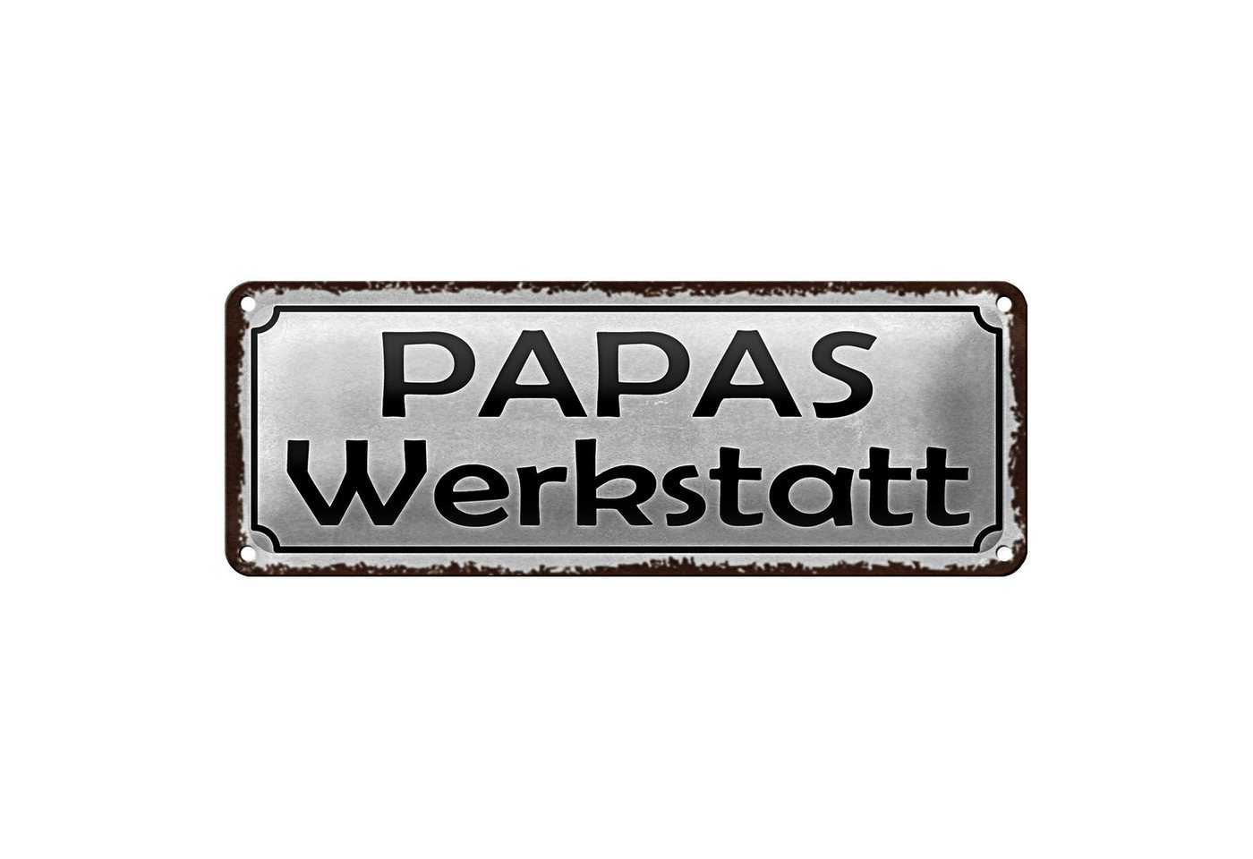Roomando Metallschild Blechschild Spruch 27x10cm Papas Werkstatt Familie graues Schild Roomando Metallschild Blechschild Spruch 27x10cm Papas Werkstatt Familie graues Schild von Roomando