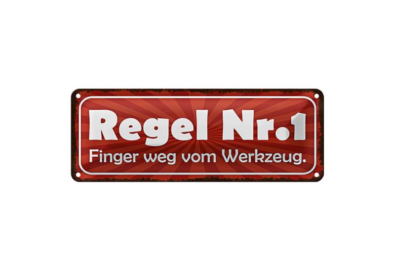 Roomando Metallschild Blechschild Spruch 27x10cm Regel 1 Finger weg vom Werkzeug Dekoration von Roomando