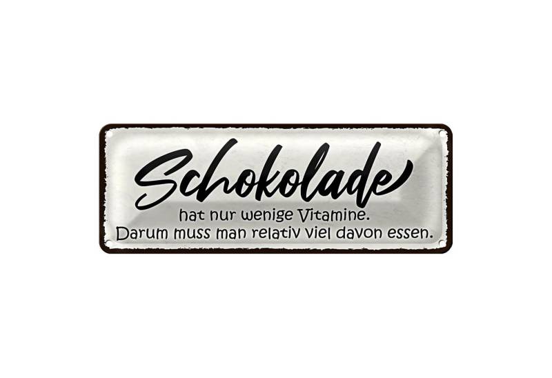 Roomando Metallschild Blechschild Spruch 27x10cm Schokolade hat wenige Vitamine Dekoration von Roomando