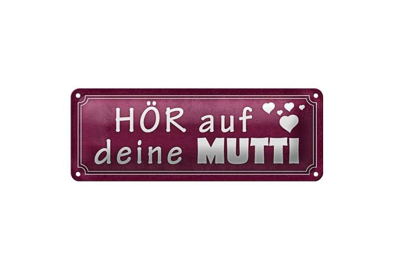 Roomando Metallschild Blechschild Spruch 27x10cm hör auf deine Mutti Herzen rosa Schild von Roomando