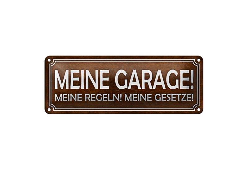 Roomando Metallschild Blechschild Spruch 27x10cm meine Garage Regeln Gesetze Dekoration von Roomando