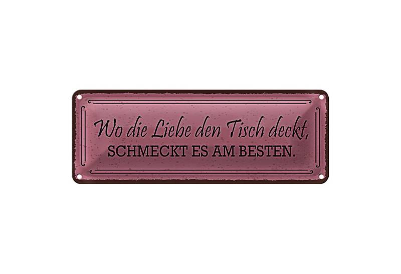 Roomando Metallschild Blechschild Spruch 27x10cm wo die Liebe den Tisch deckt Dekoration von Roomando