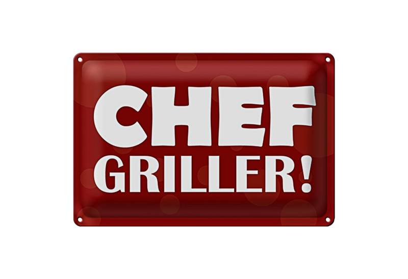 Roomando Metallschild Blechschild Spruch 30x20cm Chef Griller BBQ Grill von Roomando