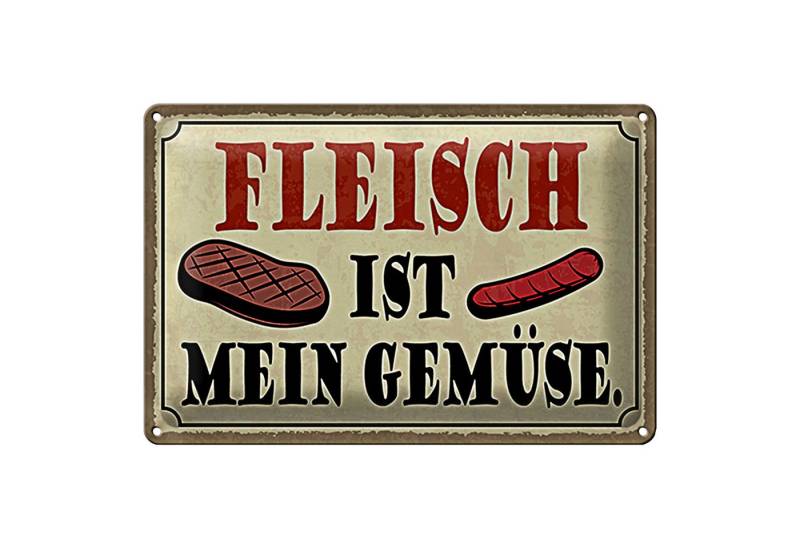 Roomando Metallschild Spruch 18x12cm Fleisch ist mein Gemüse Grill von Roomando