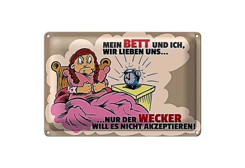 Roomando Metallschild Spruch 18x12cm Mein Bett und Ich wir lieben uns von Roomando
