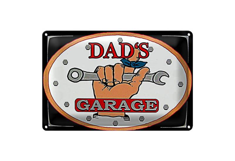 Roomando Metallschild Spruch 18x12cm dads Garage Papas Werkstatt von Roomando