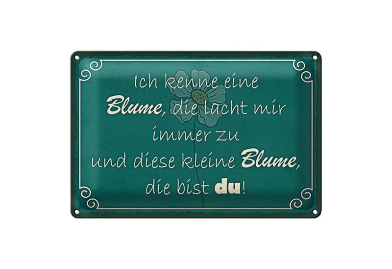 Roomando Metallschild Spruch 18x12cm ich kenne eine Blume die bist du von Roomando