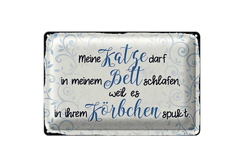 Roomando Metallschild Spruch 18x12cm meine Katze darf in meinem Bett von Roomando