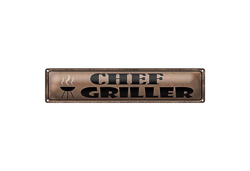 Roomando Metallschild Blechschild Spruch 46x10cm Grill Chef Griller Geschenk Dekoration von Roomando