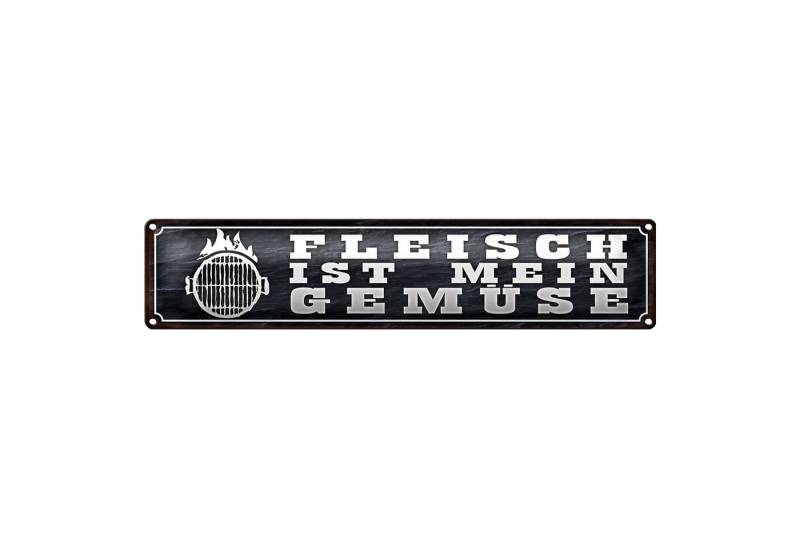 Roomando Metallschild Blechschild Spruch 46x10cm Grill Fleisch ist mein Gemüse Dekoration von Roomando