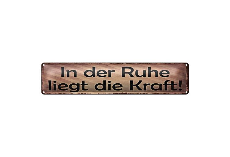 Roomando Metallschild Blechschild Spruch 46x10cm In der Ruhe liegt die Kraft braunes Schild von Roomando