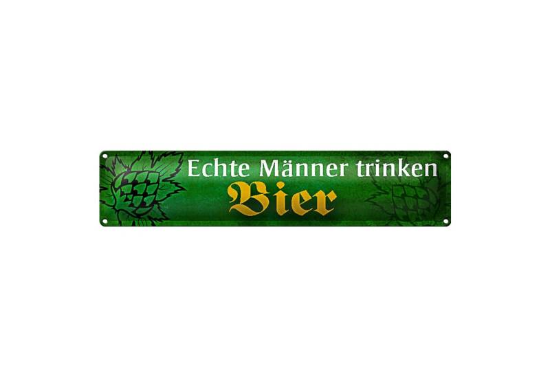 Roomando Metallschild Blechschild Spruch 46x10cm echte Männer trinken Bier grünes Schild von Roomando