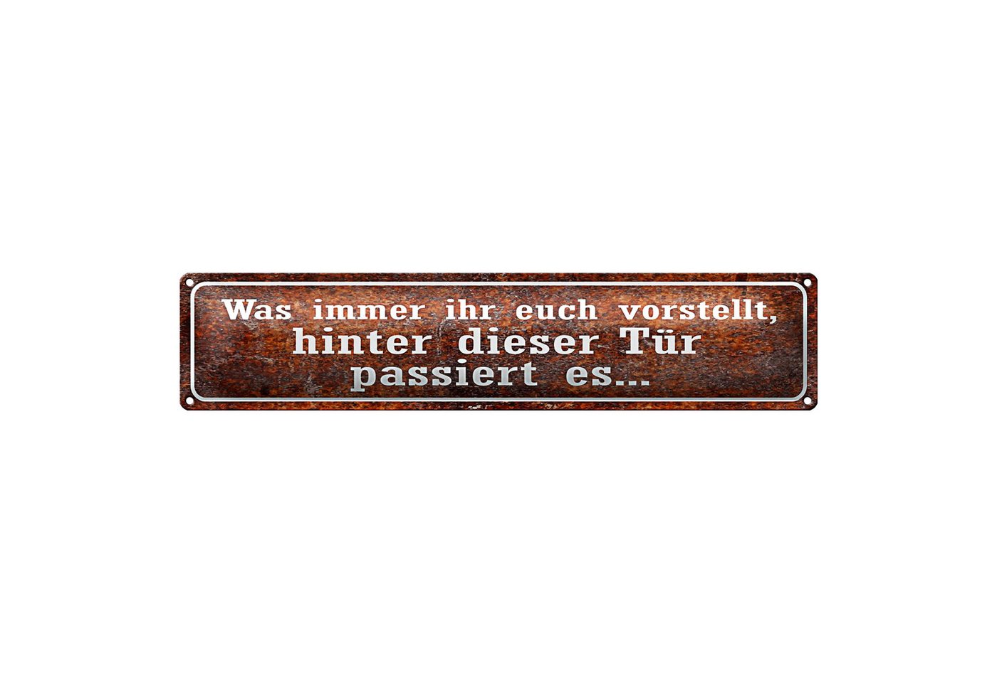 Roomando Metallschild Blechschild Spruch 46x10cm hinter dieser Tür passiert es Dekoration Roomando Metallschild Blechschild Spruch 46x10cm hinter dieser Tür passiert es Dekoration von Roomando