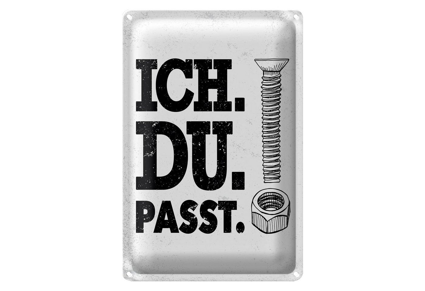 Roomando Metallschild Spruch Ich Du Passt Schraube Mutter 12x18cm Roomando Metallschild Spruch Ich Du Passt Schraube Mutter 12x18cm von Roomando
