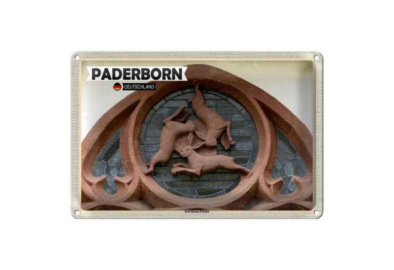 Roomando Metallschild Städte Paderborn Drei Hasen-Fenster 18x12cm von Roomando