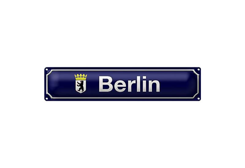 Roomando Metallschild Blechschild Straßenschild 46x10cm Berlin Wappen blaues Schild von Roomando