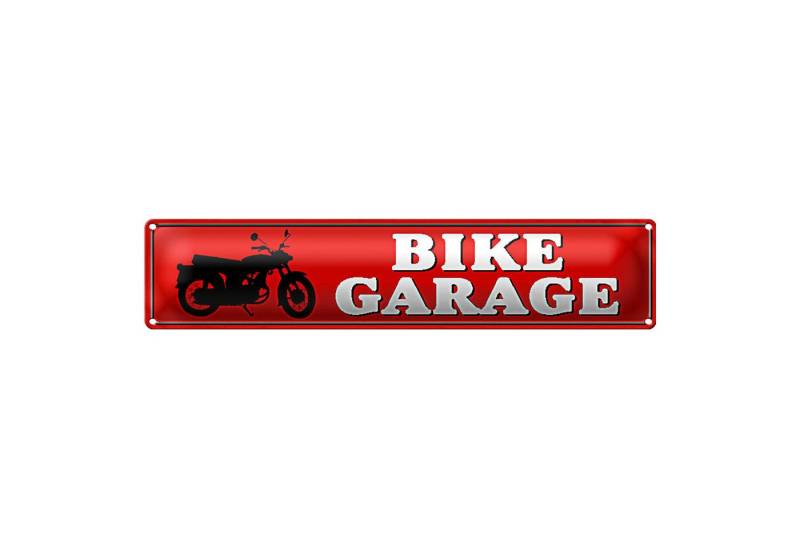 Roomando Metallschild Blechschild Straßenschild 46x10cm Bike Garage Motorrad Dekoration von Roomando