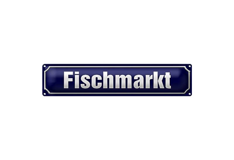Roomando Metallschild Blechschild Straßenschild 46x10cm Fischmarkt blaues Schild von Roomando