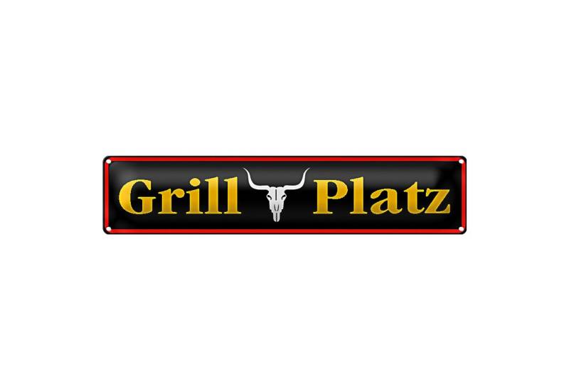 Roomando Metallschild Blechschild Straßenschild 46x10cm Grill Platz Grillen Dekoration von Roomando